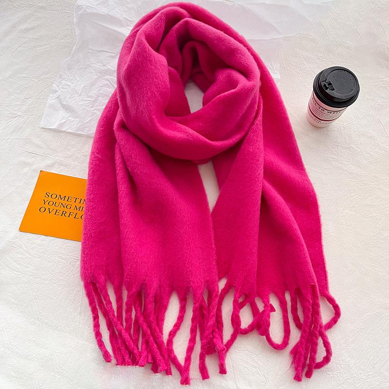 Ankola Red Mohair Solid Color Scarf Women's Winter High-end Sense Atmosphere Shawl for Boyfriend and Girlfriend