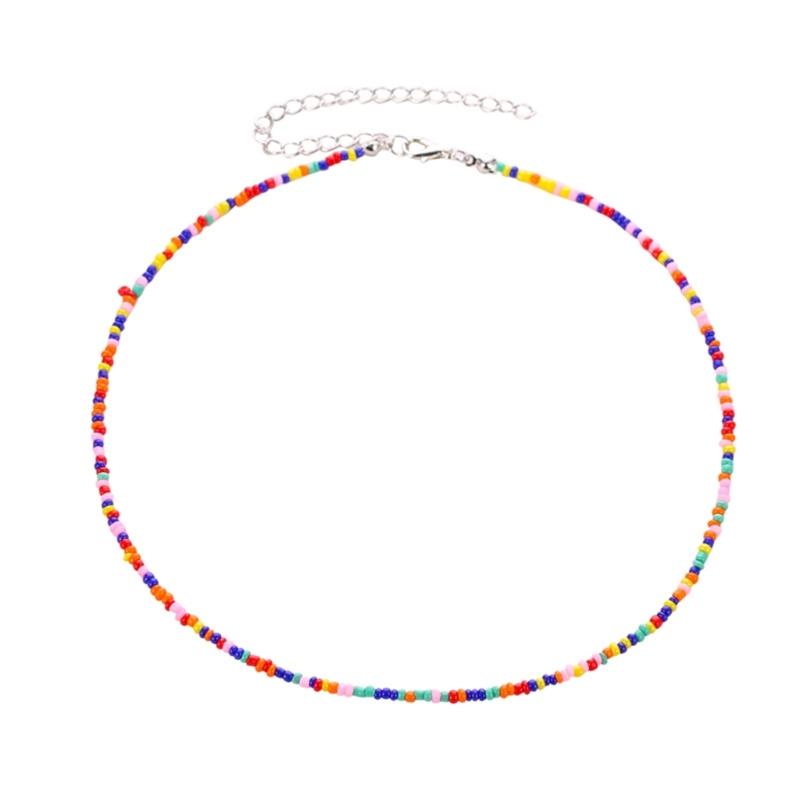 

Unique Bead Strand Necklaces Charming Summer Beach Choker Colorful Bead Necklace Eye Catching Statement Ornament Jewelry