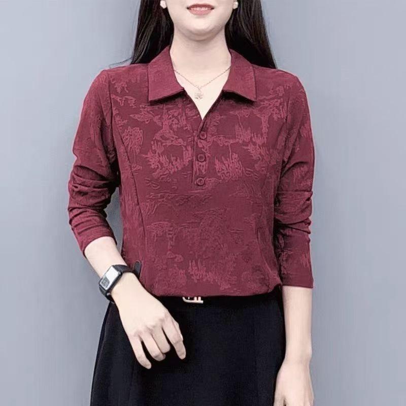 Chic Women's Jacquard Blouse - Spring/Autumn Edition