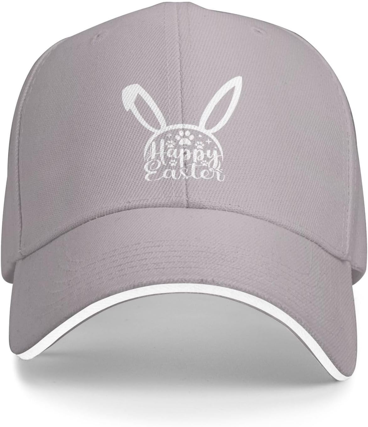 

Happy Easter Bunny Paw Print Baseball Cap Polyester Casual Adjustable Sun Protection Hat One Size
