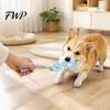 Tear Resistant Dog Rope Tug of War Toy, Rubber Chew Toy with Braided Safe Toys Fabric Strips, Interactive Teeth Cleaning for Small to Large