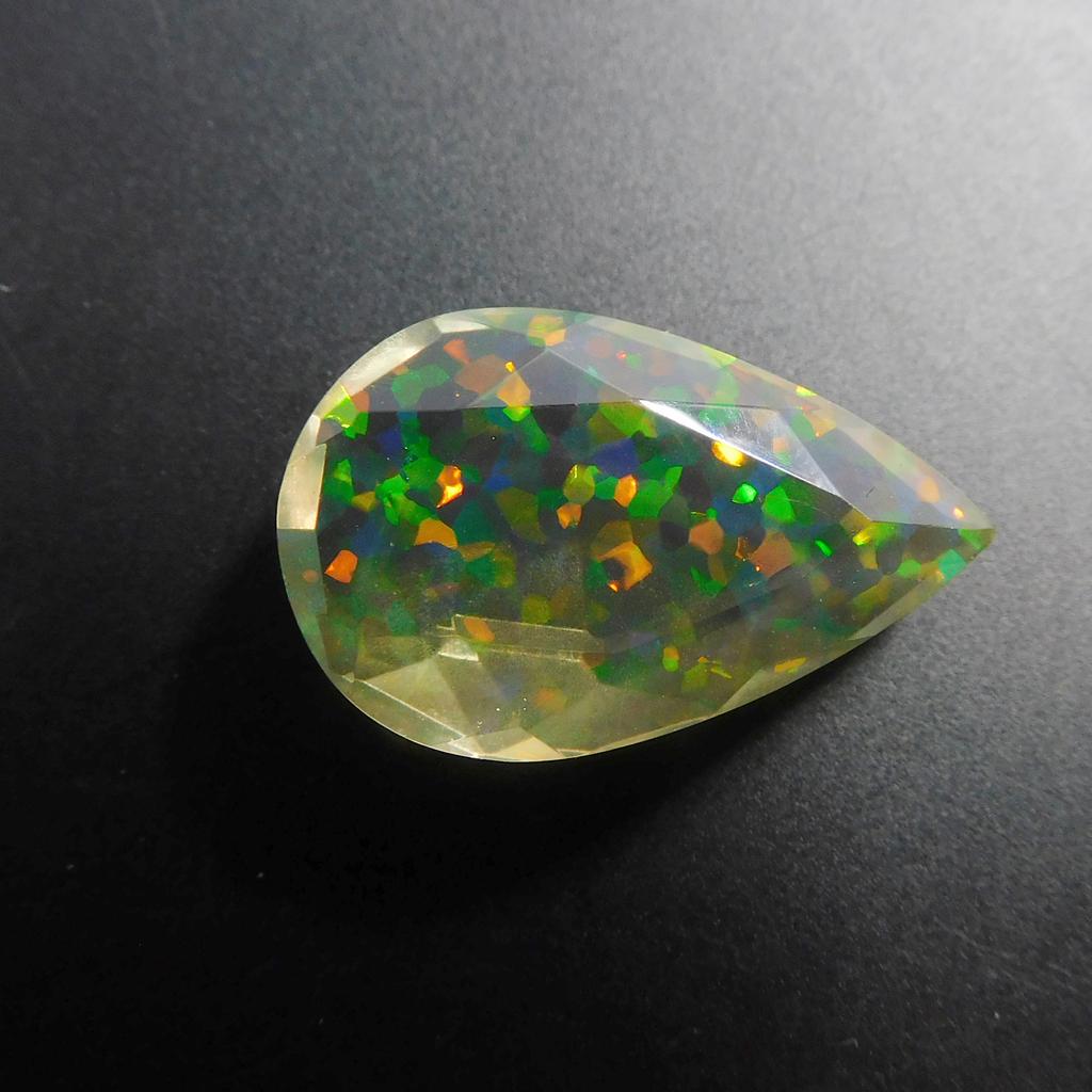 Lab Created Opal 13.85 Ct Pear Stunning Certified Loose Gemstone