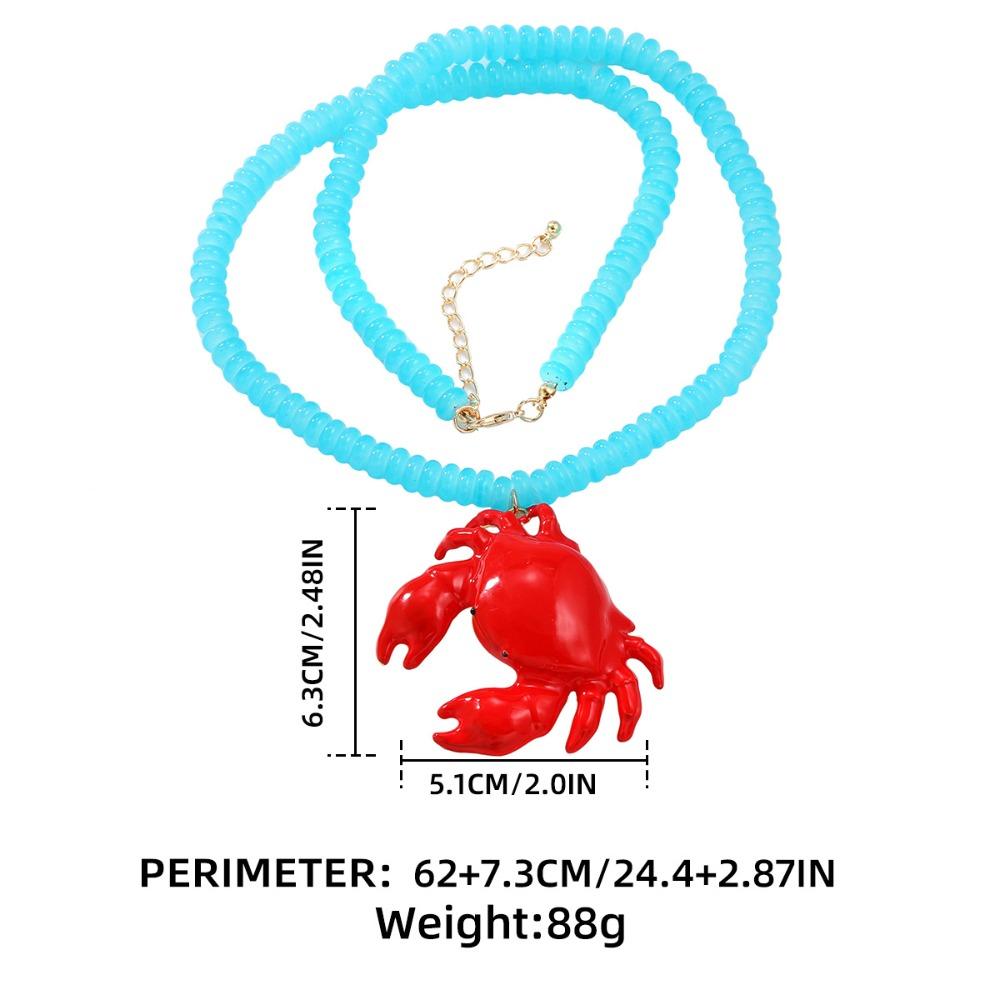 Childishness Crab Beaded Pendant Necklace Handmade Ocean Style Neck Chain Crab Necklace  Girls