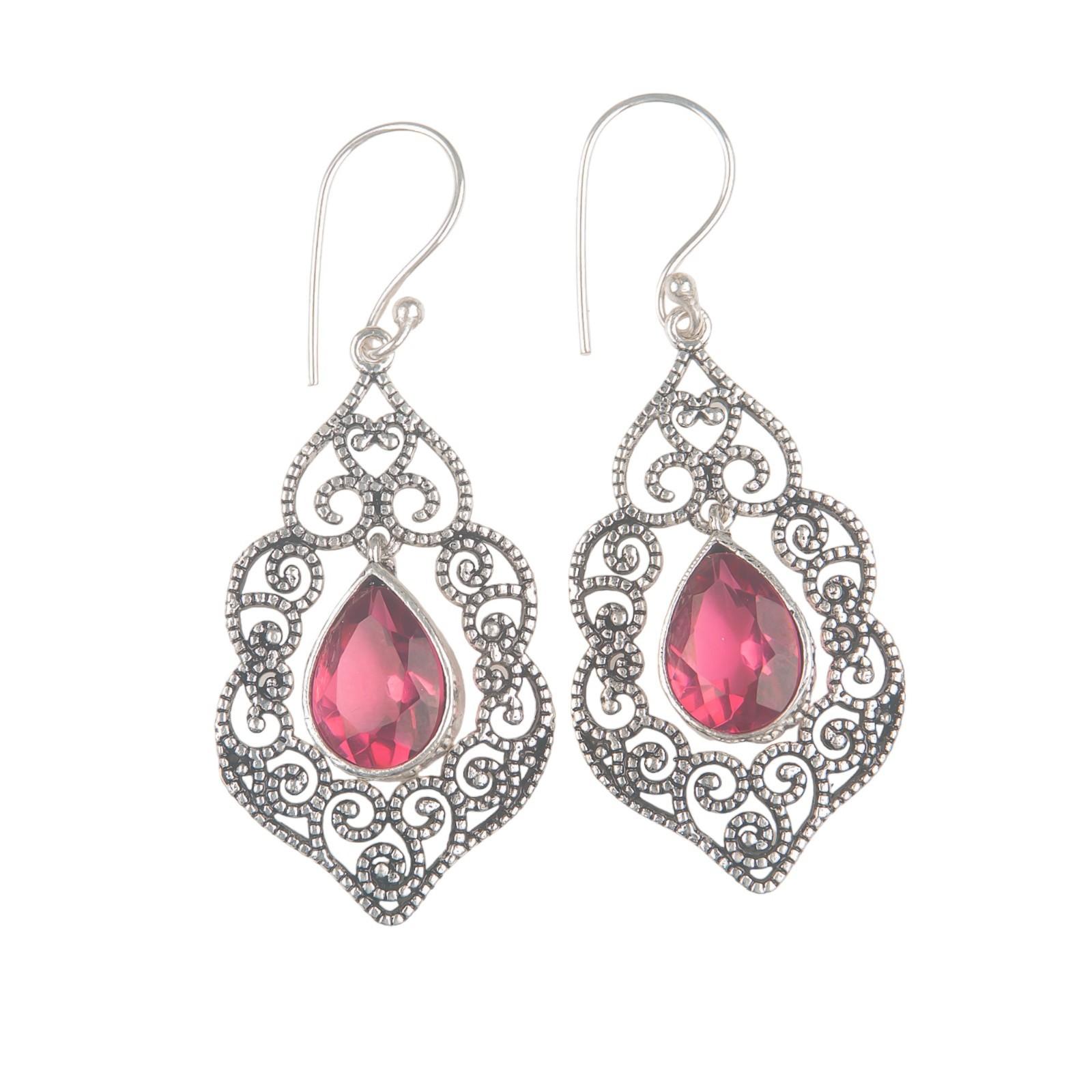 

Pink Tourmaline Gemstone 925 Sterling Silver Jewelry Handcrafted Earrings 2.33 CE-10-18