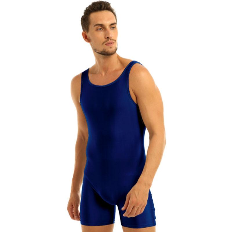 Herren-Bodysuit, ärmellos, dehnbar, einteilig, für Sport und Fitnessstudio, für Tanz, Gymnastik, Ganzanzug