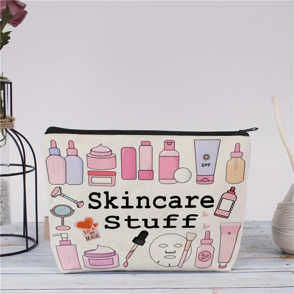1pc Fashionable Skincare Stuff Travel Cosmetic Bag - Durable Zipper, Odorless, Lightweight Design for Men&Women,for Toiletries