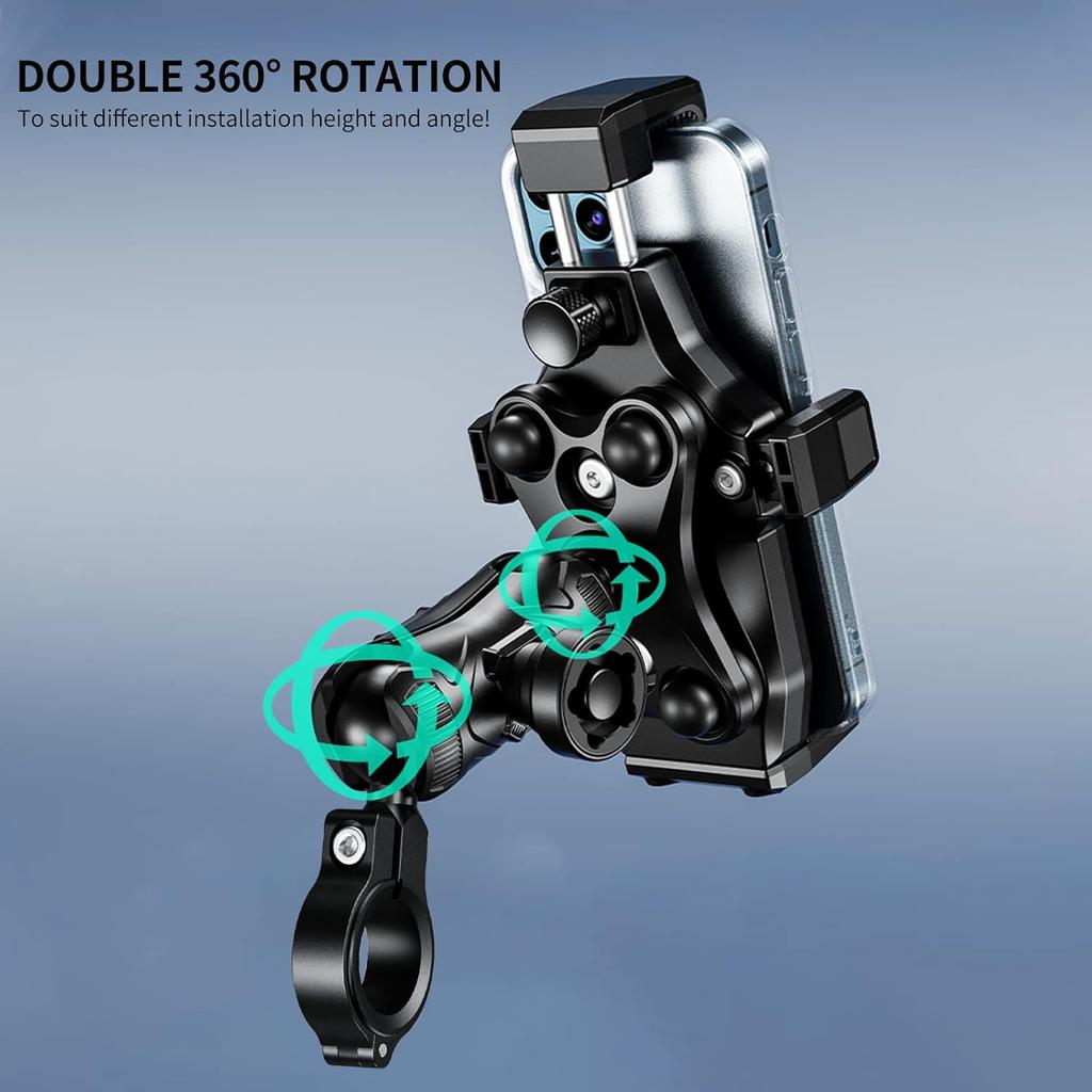 iMESTOU Anti-Vibration Motorcycle Phone Mount- 1" Ball Handlebar Phone Holder Perfect for High-Speed Cycling 360° Rotation Universal for 4.7"-7.2"