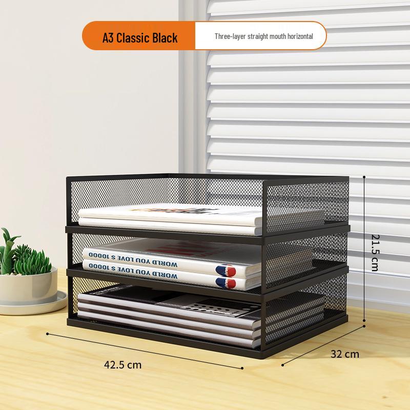 A3A4 Metall Desktop Aktenorganizer Rack - Büroarbeitsplatz Dokumentenhalter