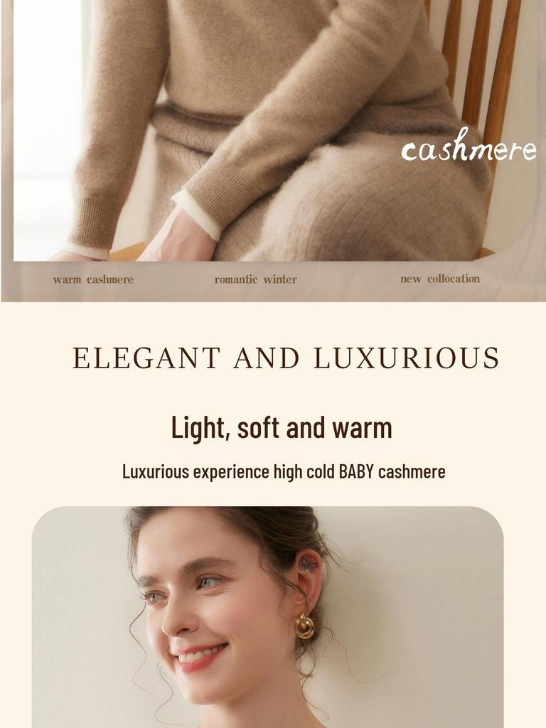 Autumn/Winter 2025 Women's Cashmere Sweater: Round Neck, Button-Up, Loose Fit, Color Block Long Sleeve Knit