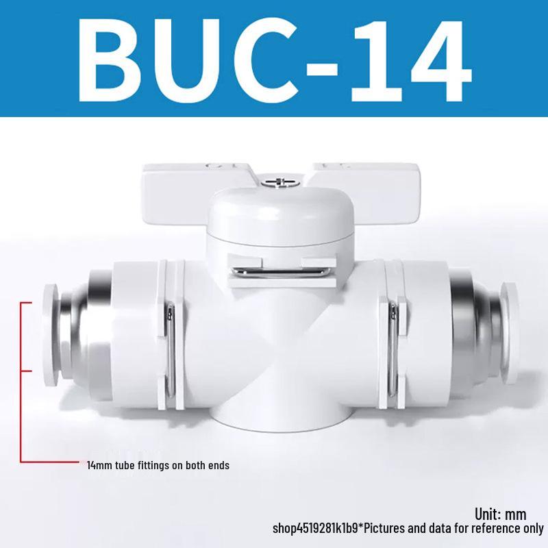 Zhuoji Pneumatic BUC-6-10 Hand Valve with 8mm Tubing, 12mm Straight-Through Air Valve, Quick-Connect Fittings.