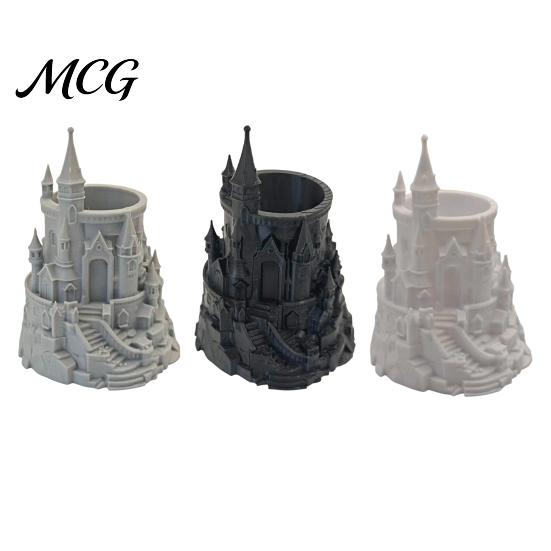 Makeup Brush Holder Castle Shape Pen Holder, 3D Printed Desk Organizer for Pens, Pencils, Desktop Brushes, Decorative Pencil Storage Cup Home