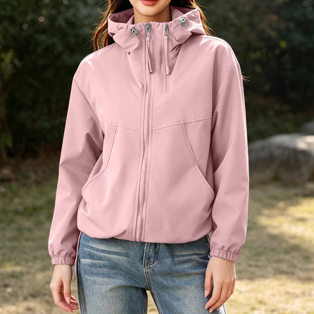 Damen Kurze Outdoor Jacke Leichter Windbreaker Mit Kapuze Baseball Stil Sport Wandern Mantel Sonnenschutz Schicht