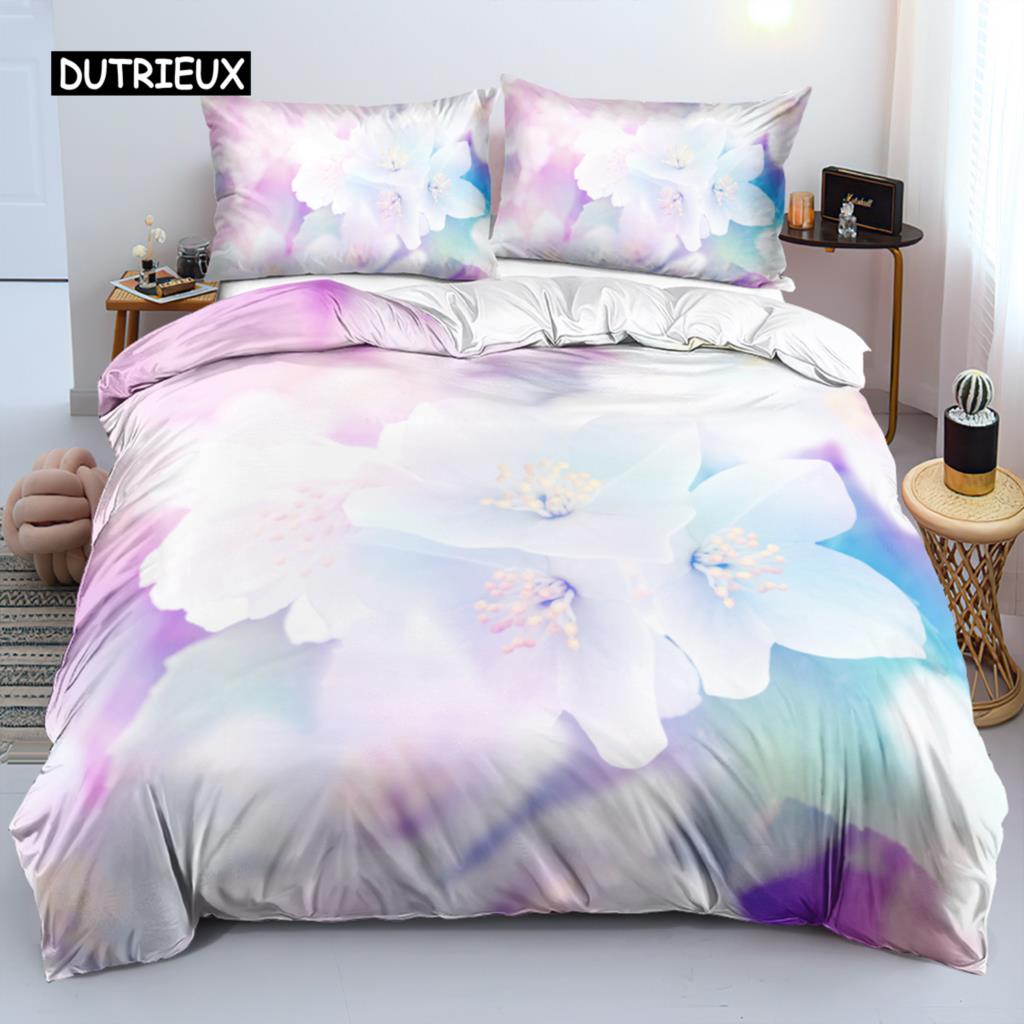 3D design Květiny Soupravy povlaků na přikrývky Ložní prádlo Souprava na přikrývku/přikrývku Povlaky na polštáře 220x240 Velikost Černá Bytový textil