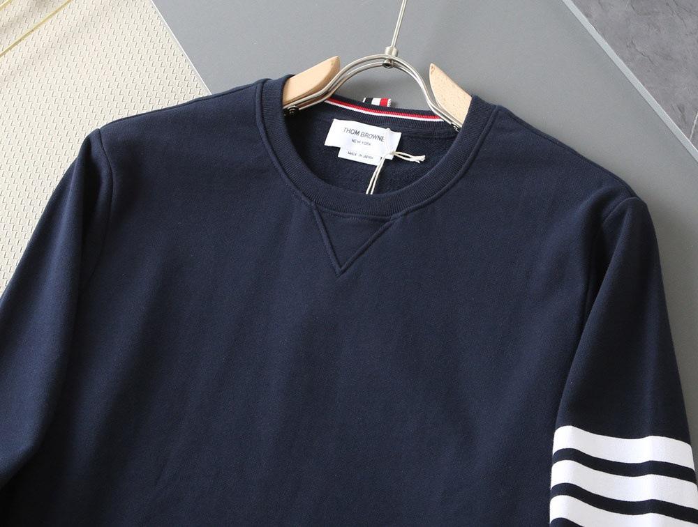 Autumn/Winter Yarn-Dyed Four-Stripe Crew Neck Sweatshirt - All-Cotton Casual Pullover for Men & Women