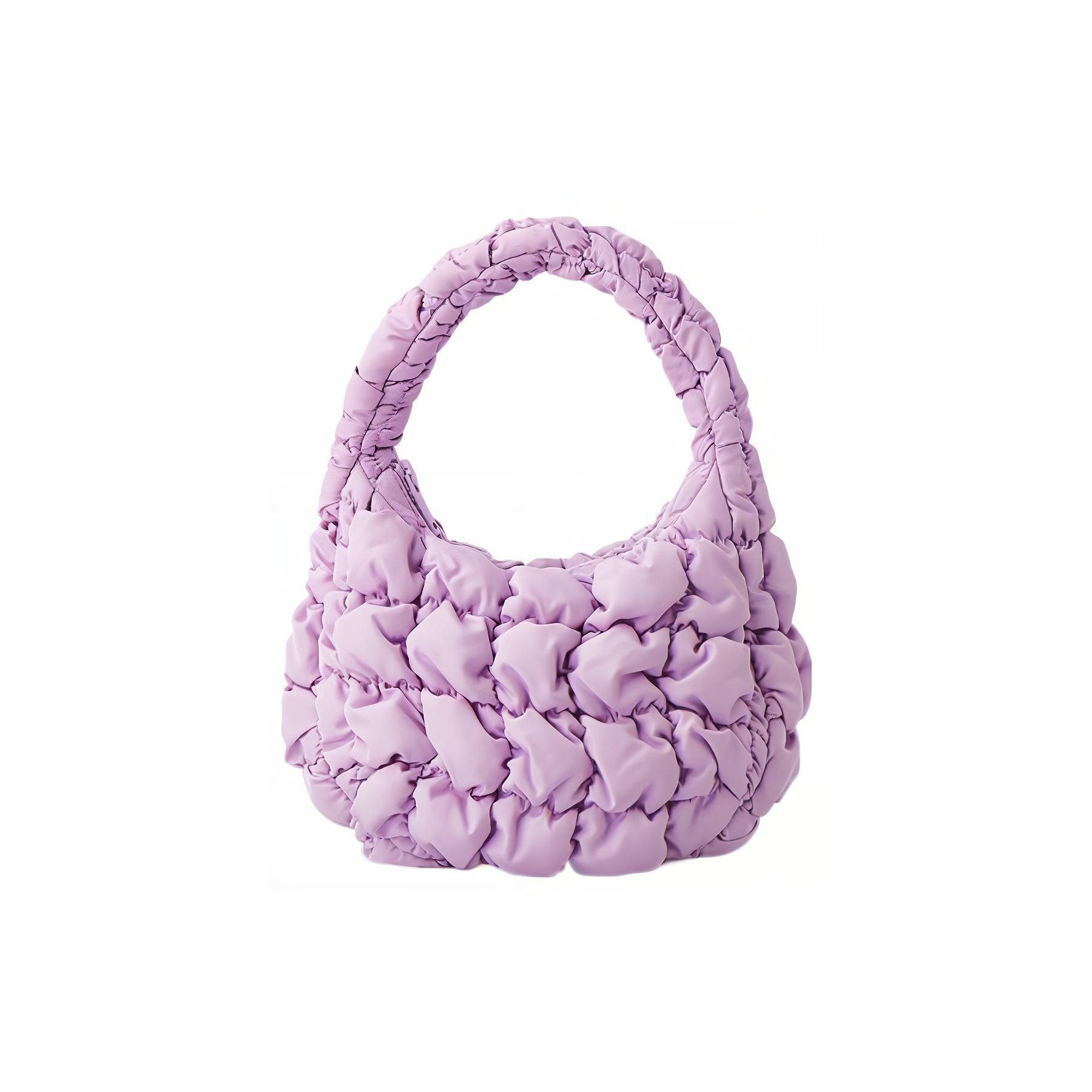 COS Quilted Texture Zipper Finger Zipper Closure Cloud Bag Tote Women tote Lilac 1171064007 One Size