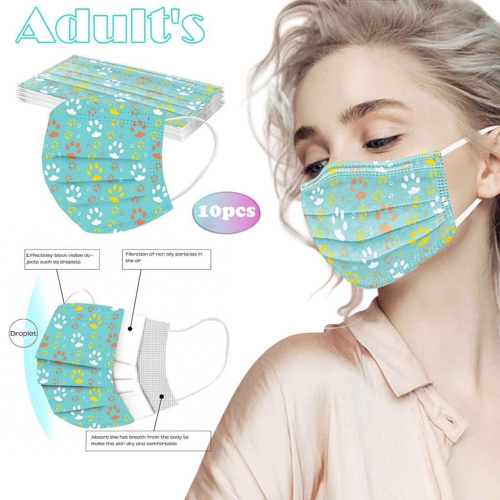 Adult  Women Man  Disposable Face Mask Industrial 3Ply Ear Loop 10PC Mask