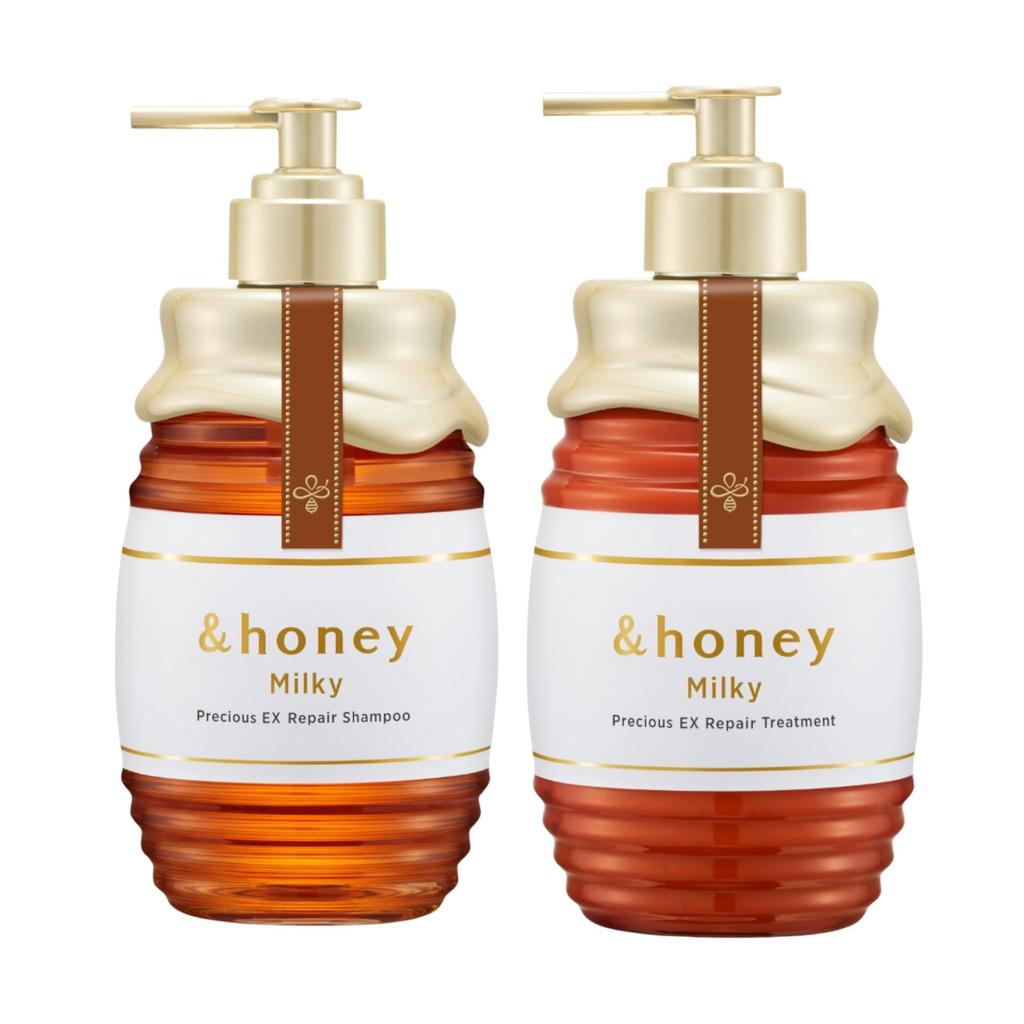 &honey Set Coppia Shampoo Trattamento Riparatore Milky Precious EX Versione Cremosa Up 500ml | Set Regalo