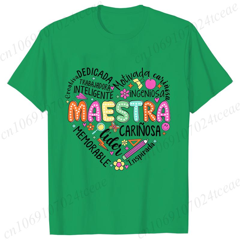 Spanish Maestra Women Girl T-shirt Casual Short Sleeve Round Neck Fashion Tee Shirt Teacher Comfy Tee Top Teacher Summer Clothes