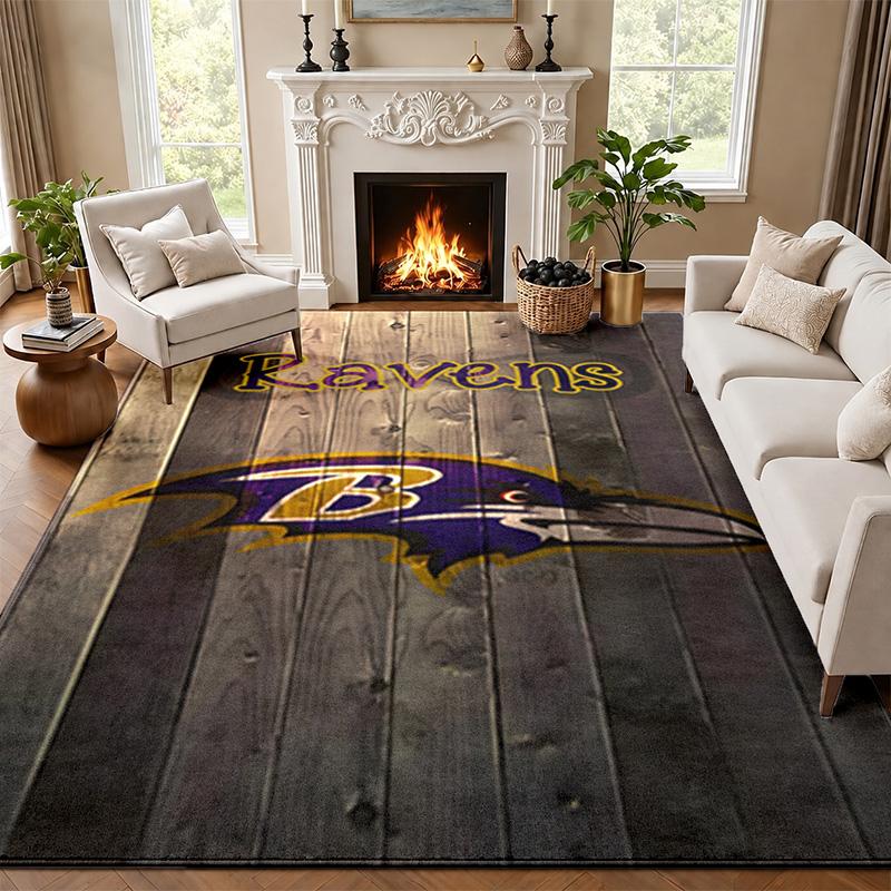Baltimore Ravens Carpet Door Mat for Living Room or Bedroom Protective Mat Under Chair Office Decoration Christmas Gift Birthday Present