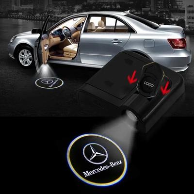 Hot W204 2025 Hot New 2pcs Car Logo Welcome Light Laser Projector Lamp For Mercedes Benz AMG A B R G Class GLK GLA C200 E200 Car