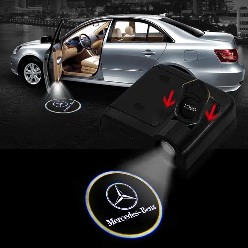 Hot 2025 For AMG W124 2025 Hot New 2pcs Car Logo Welcome Light Laser projector lamp For Mercedes benz AMG A B R G Class GLK GLA