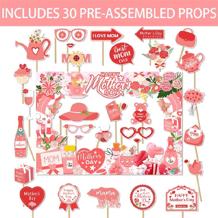 Mother's Day Party Photo Props Photography Paper Picture Frame and Accessories Party Supplies for Family Gathering