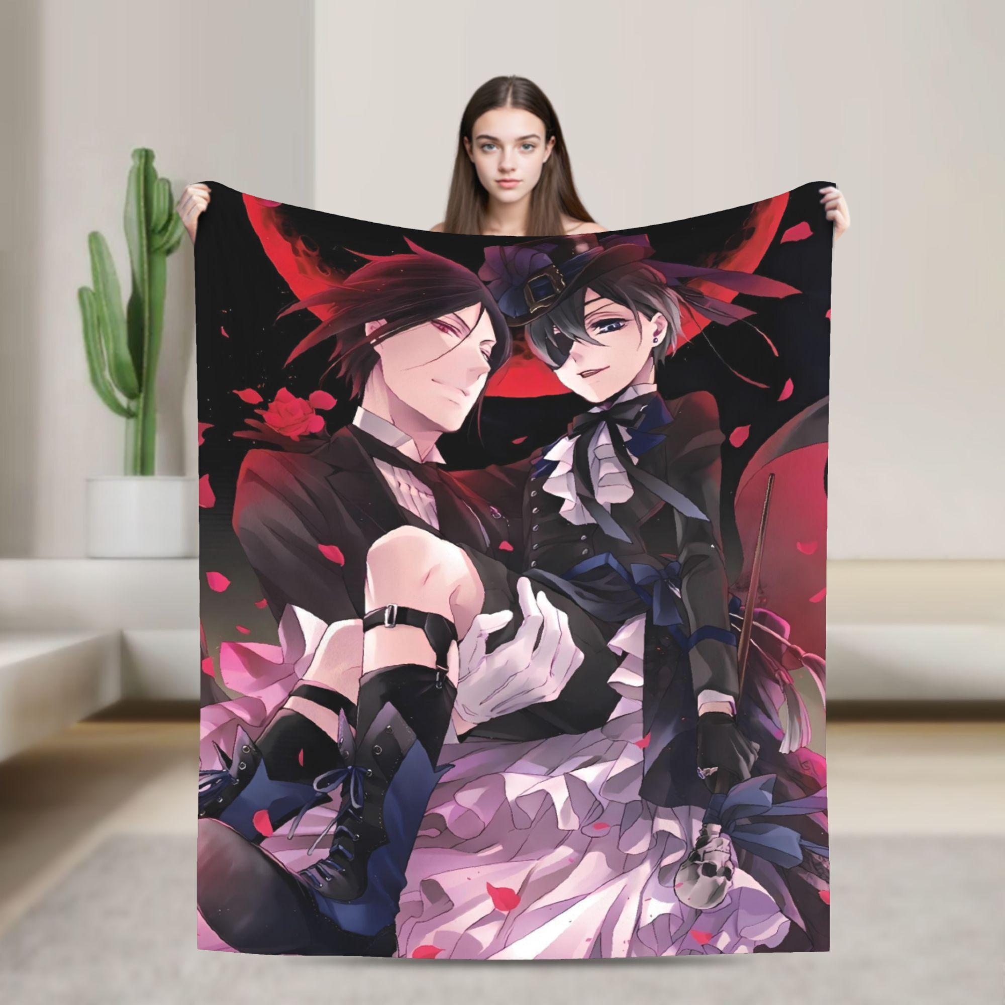 

Black Butlers Flannel Blanket Autumn Super Soft Bedding Throws for Kids Bedroom Graphic Bedspread Sofa Bed Cover 75x90cm