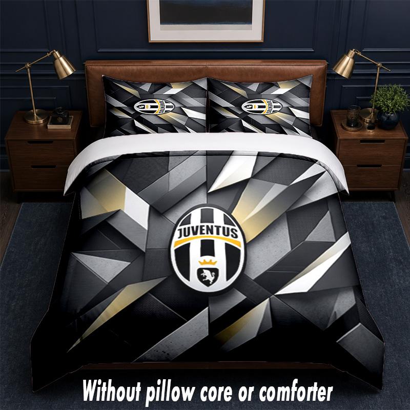 Juventus FC Design Bed Bedding Set 1 Duvet Cover + 2 Pillowcases Soft Breathable Household Bed Linens