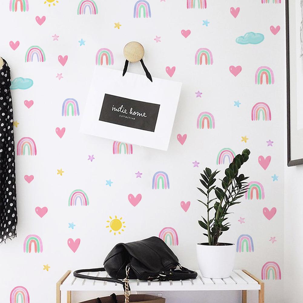 4pcs Pvc Wall Stickers Rainbow Stars Love Self-adhesive Wall Decals For Girls Boys Bedroom Nursery Wall Decor