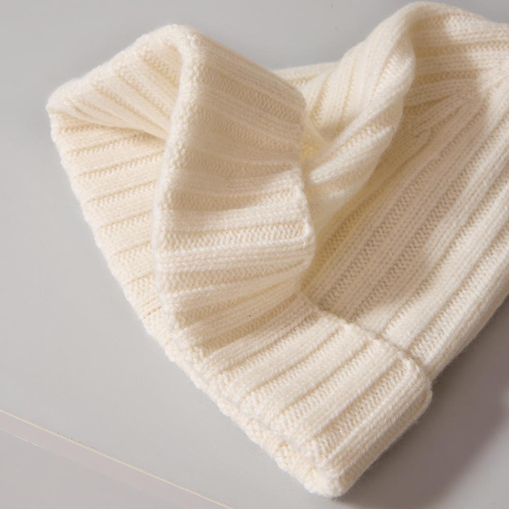 Custom Logo Design Cashmere Winter Beanie Hat Women Knit Thermal Classic 2x2 Rib Knit Pure Cashmere Beanie Cap