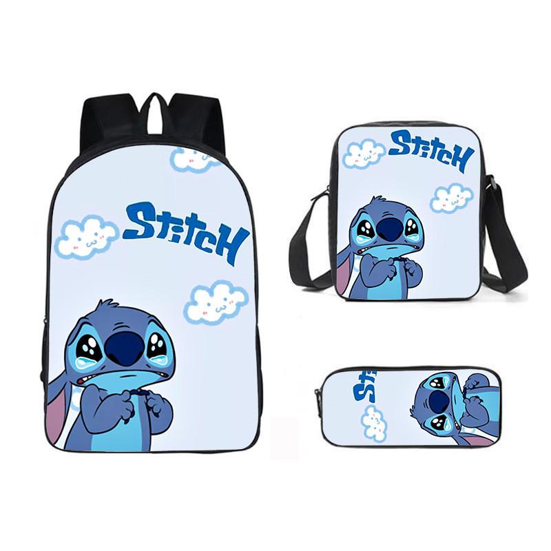 Stitch Cartoon Backpack For Kids Oxford Fabric Waterproof School Bag With Breathable Straps