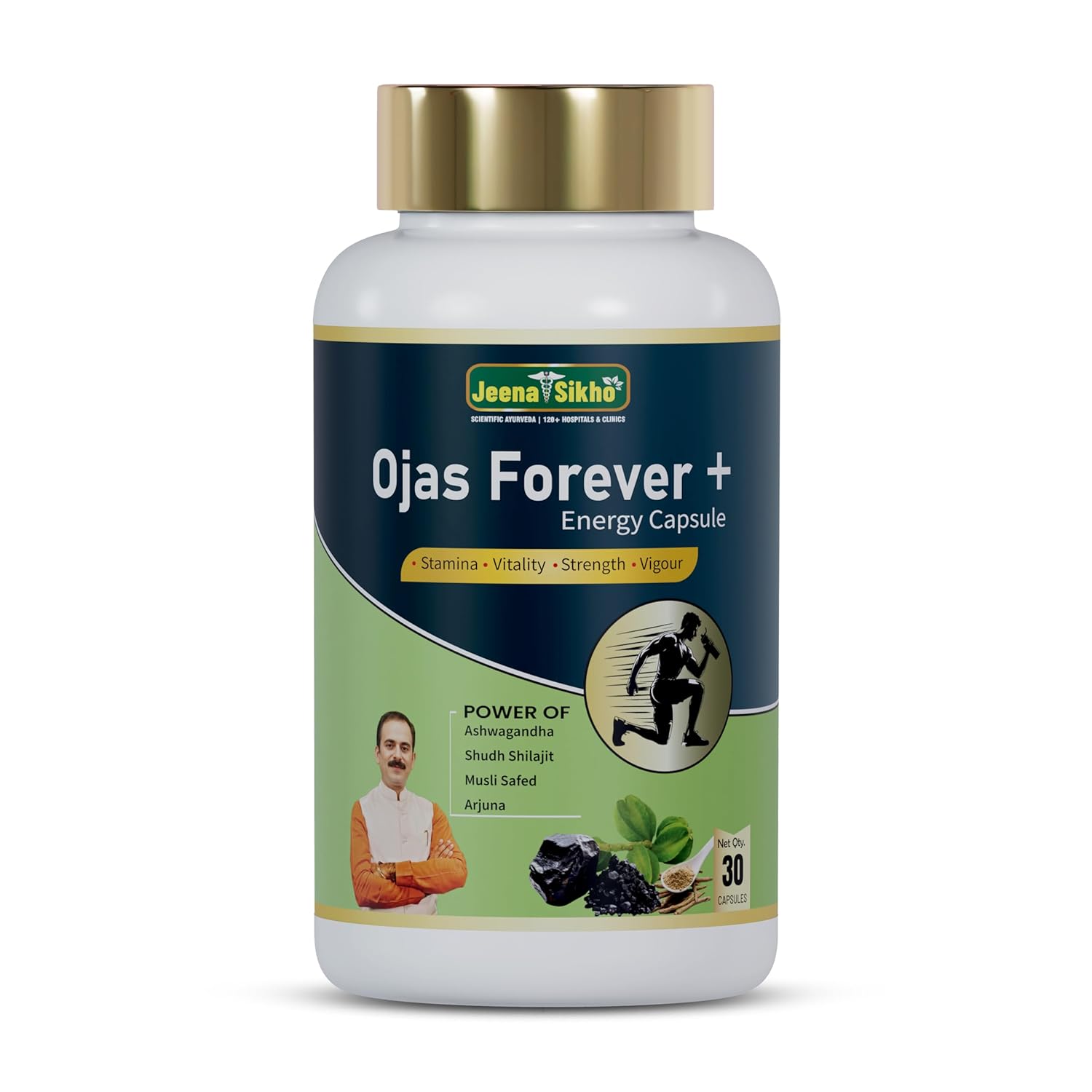 

Jeena Sikho Ojas Forever+ Ayurvedic Herbal Capsules Ashwagandha Shatavari Daily Wellness 30 Capsules Pack Set
