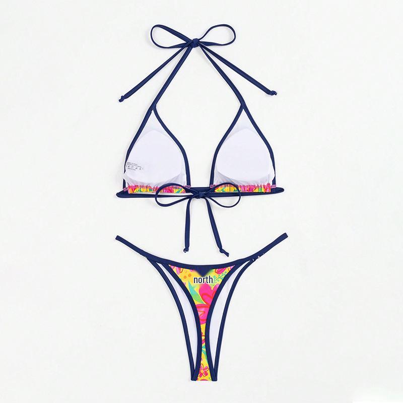 2025 Women's Print Lace-up Three-point Bikini Swimsuit for Beach & Hot Springs