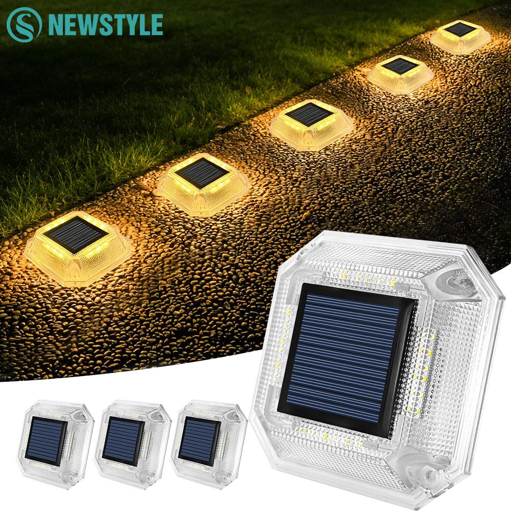 Solar Driveway Lights Outdoor 3 Mode LED Deck Light IP65 Waterproof Wall Light For Ground Walkway Pathway Lighting