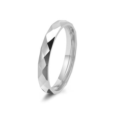 Korean Dainty Ring for Women 18K Gold Plated Stainless Steel Diamond-Cut Band Preppy Minimalist Narrow Jewelry 2024