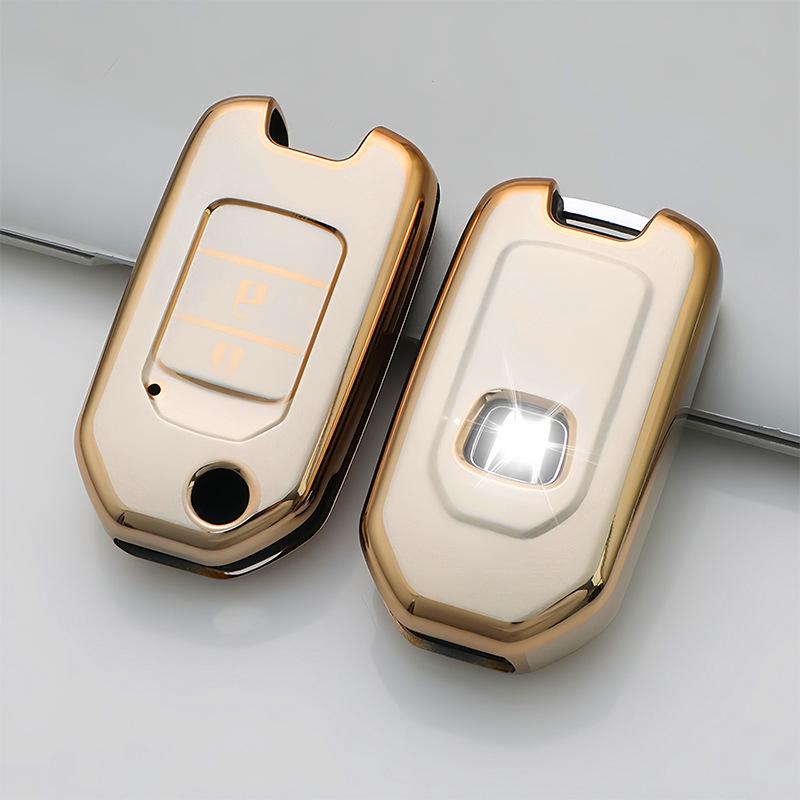 Flowing Sand Champagne Gold Car Key Cover for 2-3 Button Honda Vezel, XRV, CR-V, Spirior, Accord.