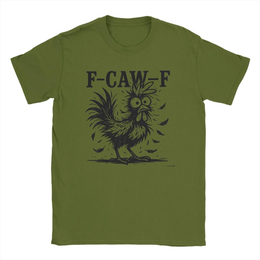 Funny F-Caw-F Chicken Fcawf Chicken Lover Animal Rooster Men T Shirts  Funny Tees Short Sleeve  T-Shirts Cotton Unique Clothes