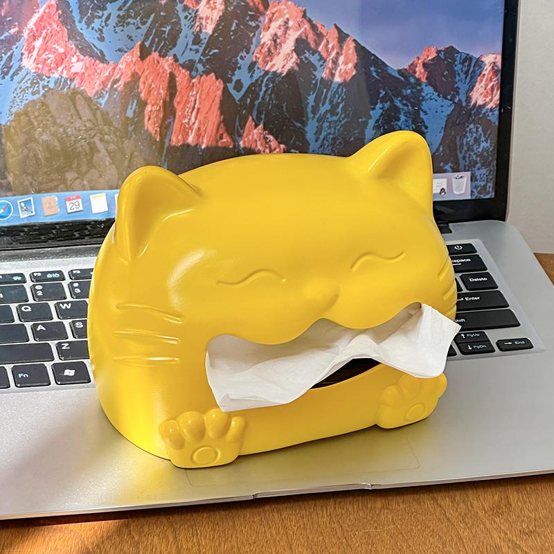 Caixa de Lenços Gato Rosto Sorridente Fofo Decoração de Mesa de Centro para Sala de Estar Caixa de Papel para Guardanapos Caixa de Lenços Doméstica