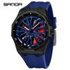 Sanda Men's Waterproof Alloy Car Wheel Design Silicone Wristwatch