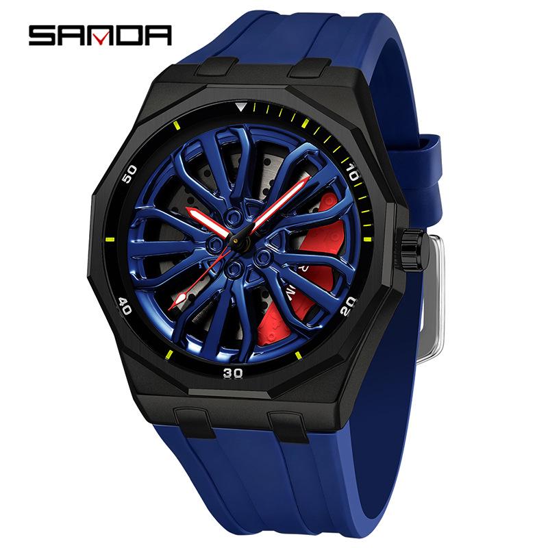 Sanda 3D Rotating Wheel Men s Waterproof Quartz Watch