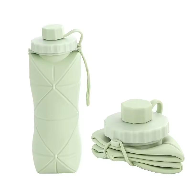1 Stück 600 ml Großer faltbarer Silikonbecher - Tragbare Reise-Wasserflasche für den Außenbereich, Lebensmittelecht mit frischen Farben, Faltbares Design