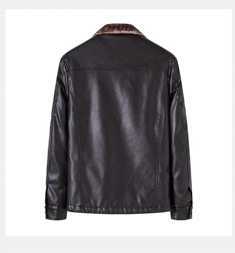 Herbst- und Winterpelz integrierte PU-Lederjacke Herren-Pelzkragenmantel plus samtverdickte Lederjacke Herrenstil