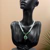 Elegant Green Pearl & Chalcedony Jewelry Set: Versatile Retro Necklace for Middle-Aged & Elderly