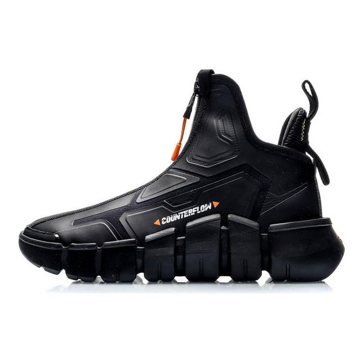 Zapatillas de Baloncesto Li Ning CF Antideslizantes Resistentes a la Abrasión de Caña Alta para Hombre Color Negro AGBP101-2