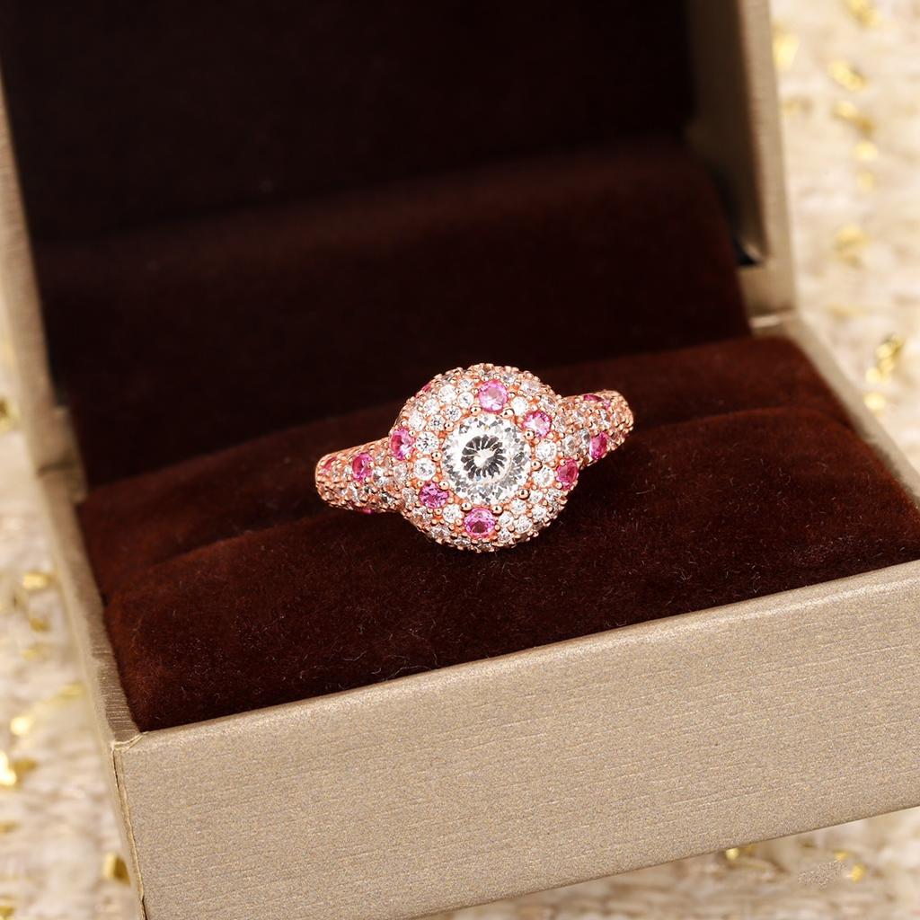 High End Colored Jewelry Ring Gradient Powder 925 Silver Through Exquisite Flawless Goddess Exquisite Craftsmanship Gift