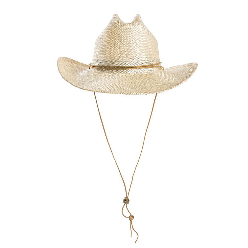 European and American spring and summer new fashion casual belt adjustment tether sisal denim hat outdoor travel beach sun protection straw hat