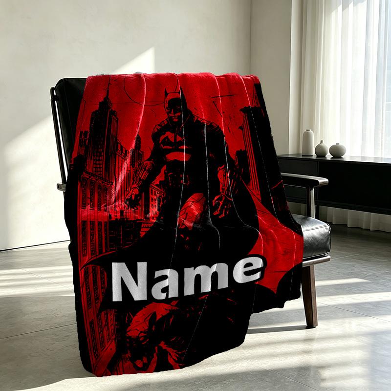 Custom Name Personalized Batman Print Blanket, Home Decor, Bedroom, Sofa, Camping, Couch, Gifts for Birthday Christmas