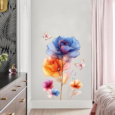 Flower Wall Stickers Dreamy Color Peel & Stick Decals for Bedroom Living Room Corridor Removable Vinyl