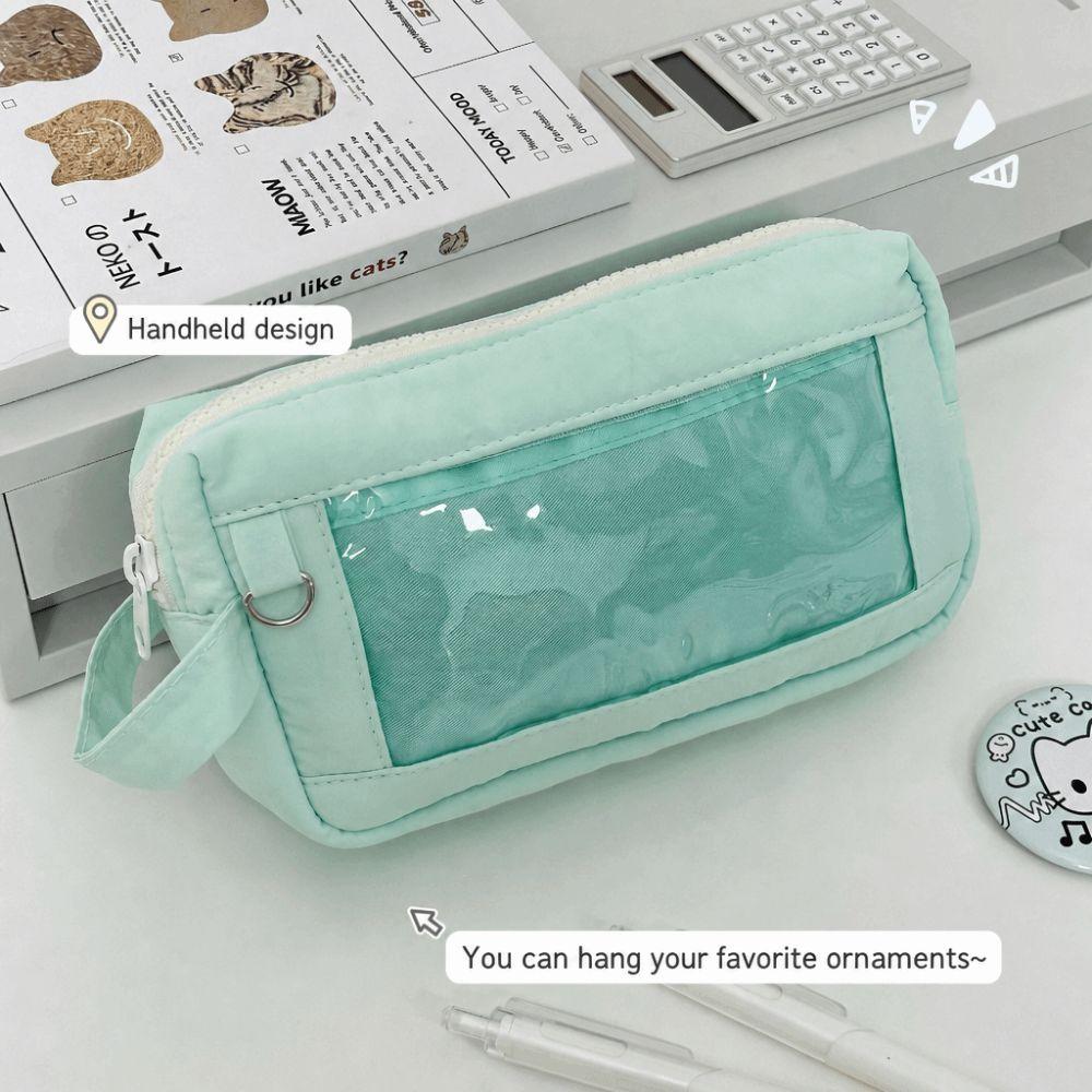Large Capacity Pencil Case Portable Stationery Bag Kawaii Stationery Organizer School Supplies зелёный