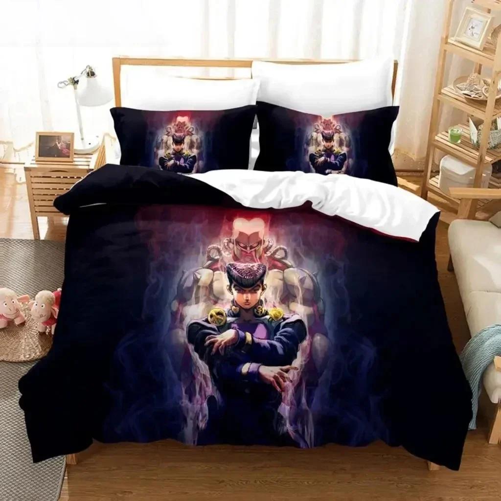 3D Anime JoJo Bizarre Adventure Jotaro Kujo Bedding Set Printed With Pillowcase Duvet Cover Soft Queen King Size Bedclothes Home